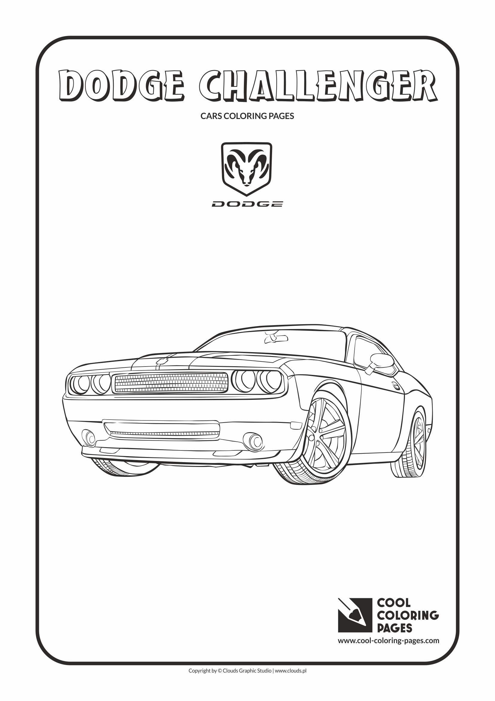 Cars Coloring Pages Cool Vehicles Dodge Challenger Page