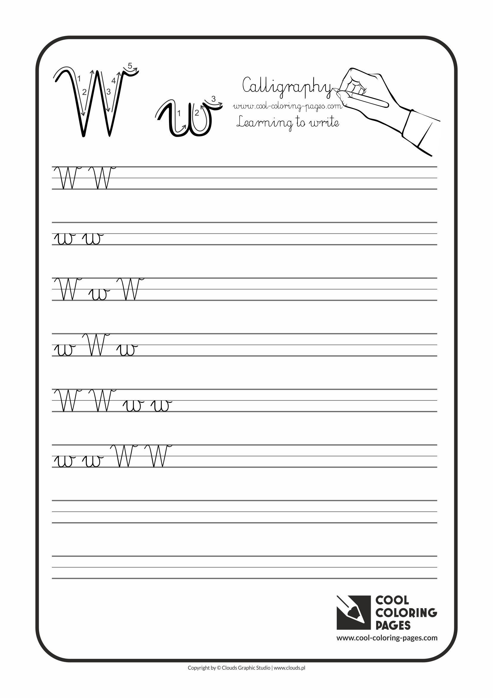 Letter Calligraphy Kids Cool Coloring Pages Handwriting Worksheets Alphabet