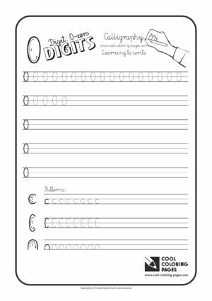 Cool Coloring Pages / Calligraphy / Digit 0 / Handwriting for kids