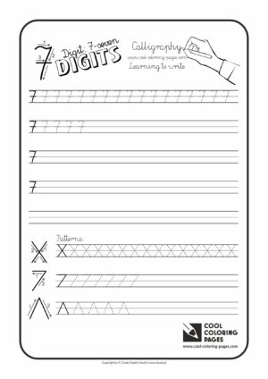 Cool Coloring Pages / Calligraphy / Digit 7 / Handwriting for kids