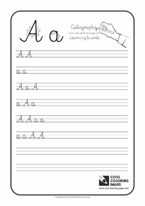 Cool Coloring Pages / Calligraphy / Letter A - Handwriting for kids / Worksheets