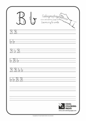 Cool Coloring Pages / Calligraphy / Letter B - Handwriting for kids / Worksheets