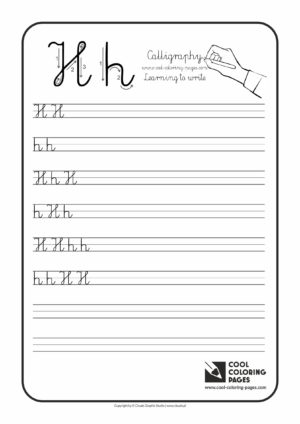 Cool Coloring Pages / Calligraphy / Letter H - Handwriting for kids / Worksheets