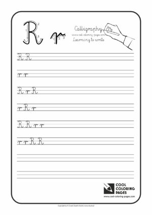 Cool Coloring Pages / Calligraphy / Letter R - Handwriting for kids / Worksheets