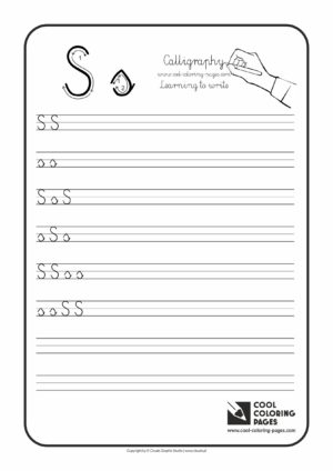 Cool Coloring Pages / Calligraphy / Letter S - Handwriting for kids / Worksheets