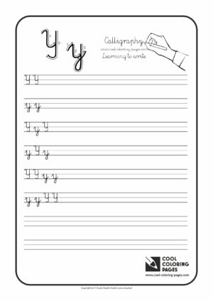 Cool Coloring Pages / Calligraphy / Letter Y - Handwriting for kids / Worksheets