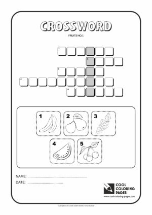 Cool Coloring Pages -Crosswords / Crossword fruits no 1