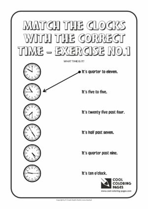 Cool Coloring Pages - Time / Match the clocks with the correct time no.1