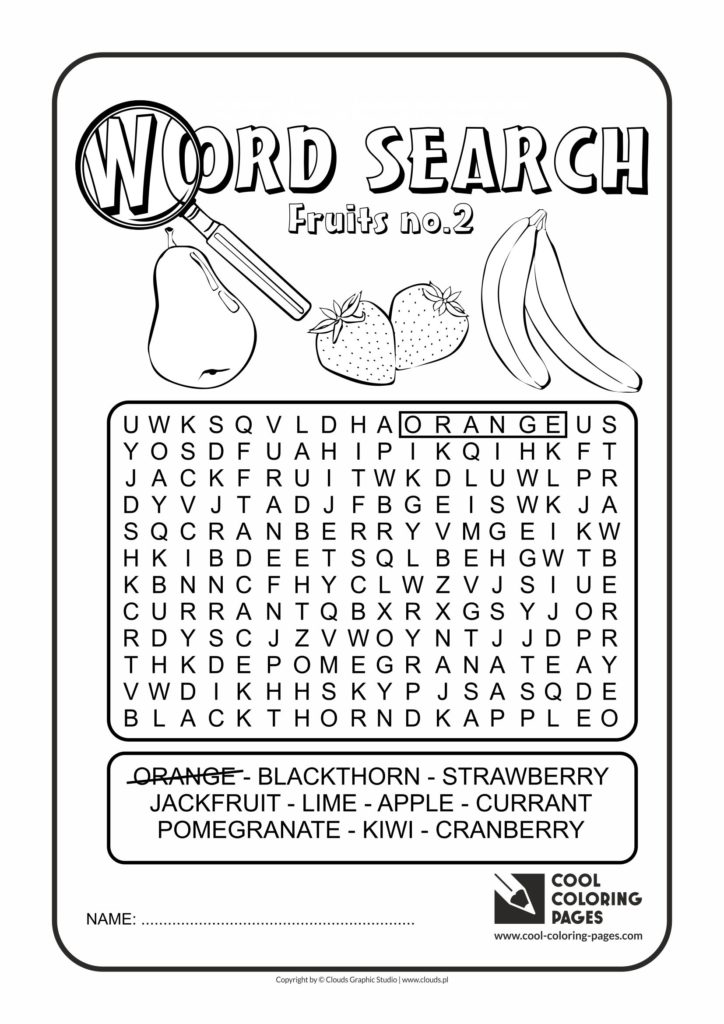 Cool Coloring Pages - Word search / Word search fruits no 2 / Coloring page with word search fruits no 2