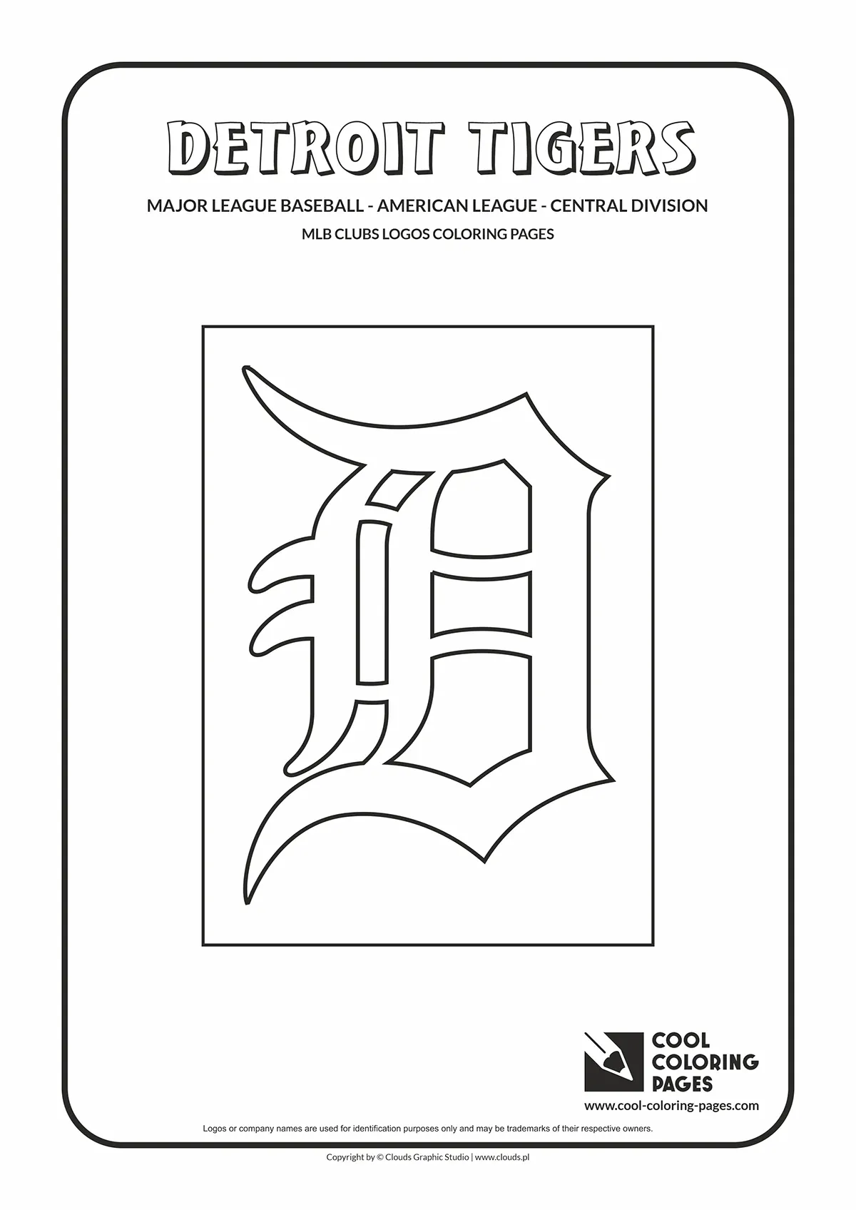 Detroit Tigers Cap Insignia - MLB teams logos coloring pages