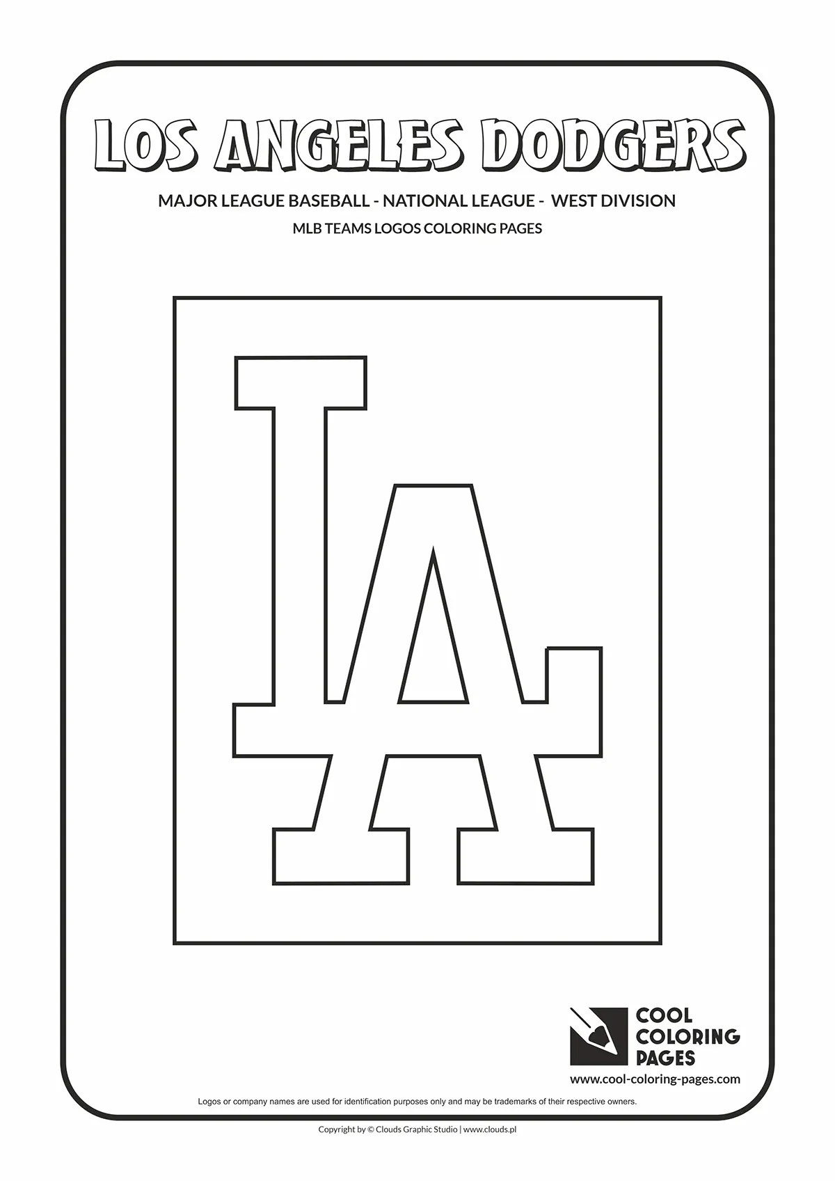 Los Angeles Dodgers Cap Insignia - MLB teams logos coloring pages