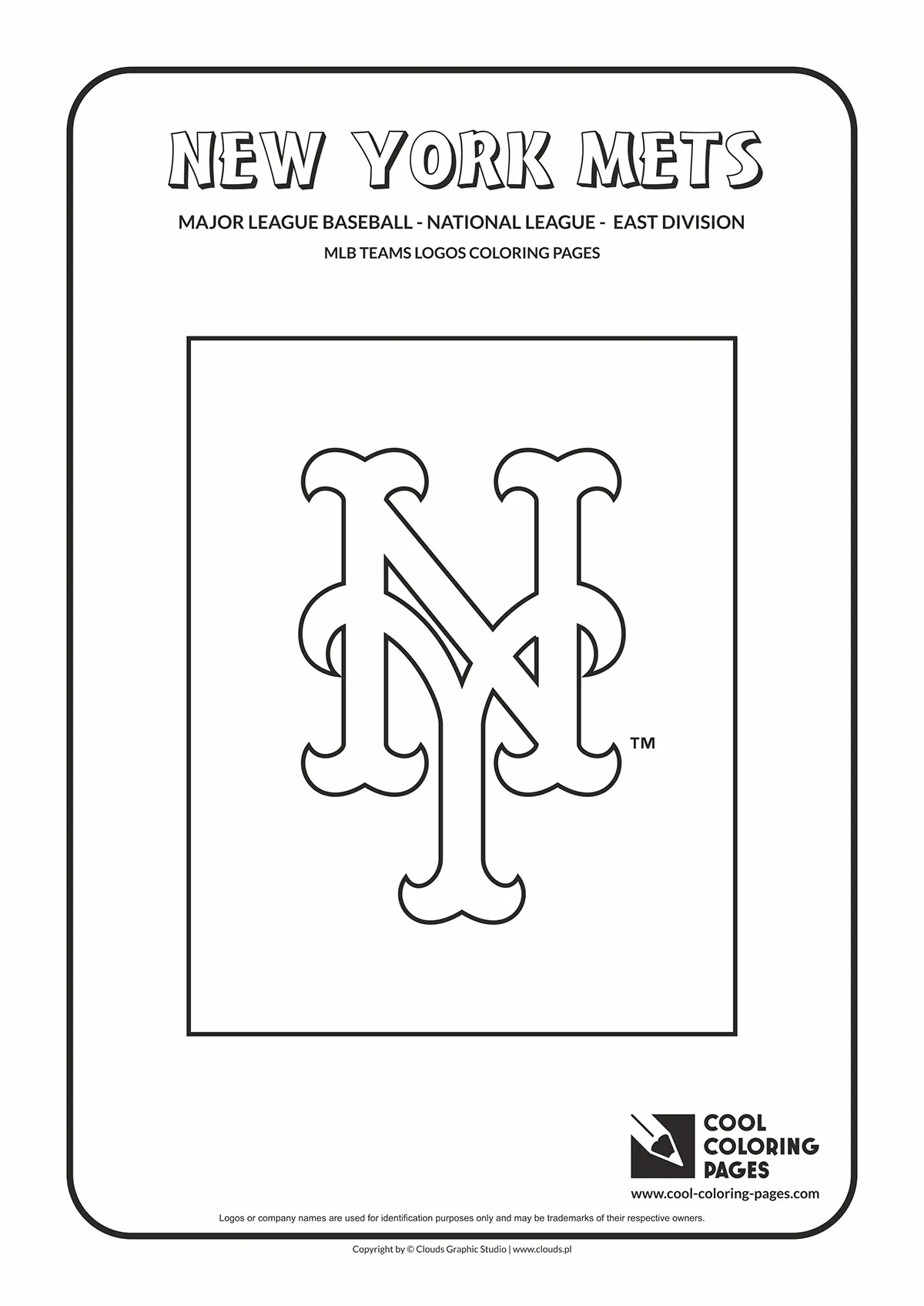 New York Mets Cap Insignia - MLB teams logos coloring pages